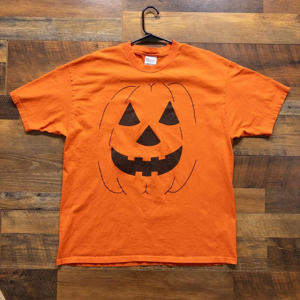 Vintage Hanes Heavyweight T-Shirt Mens XL Halloween Pumpkin 1990s Made in USA
